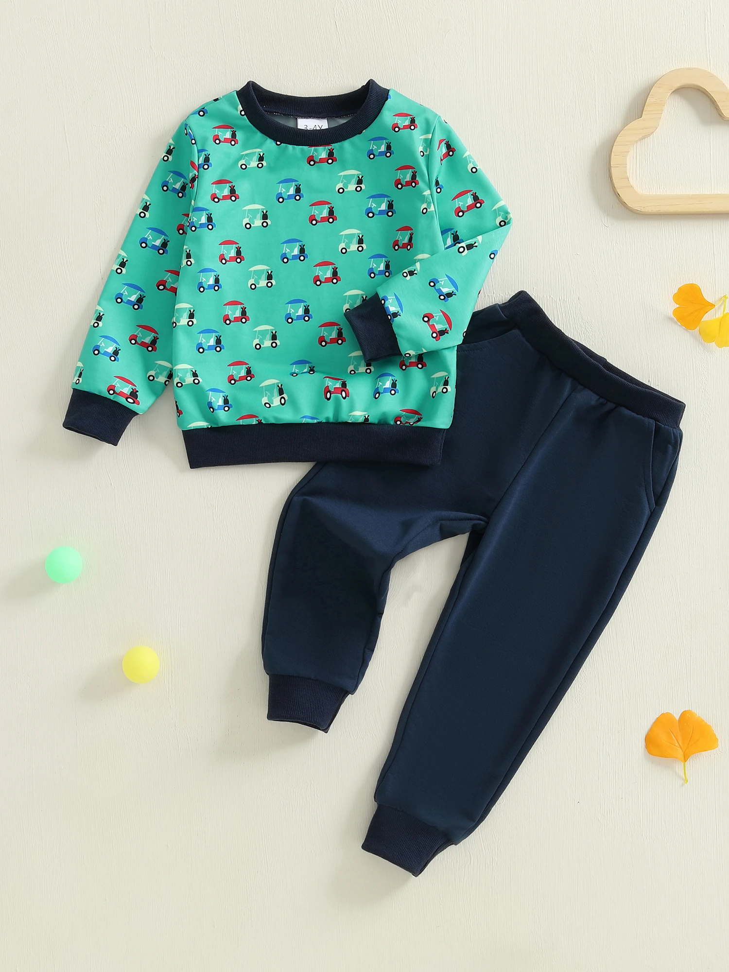 Adorable Infant Boys and Girls Autumn Ensemble with Cute Cart Print Crew Neck Sweatshirt and Matching Pants 2 Piece Set
Adorable Infant Boys and Girls Autumn Ensemble with Cute Cart Print Crew Neck Sweatshirt and Matching Pants 2 Piece Set