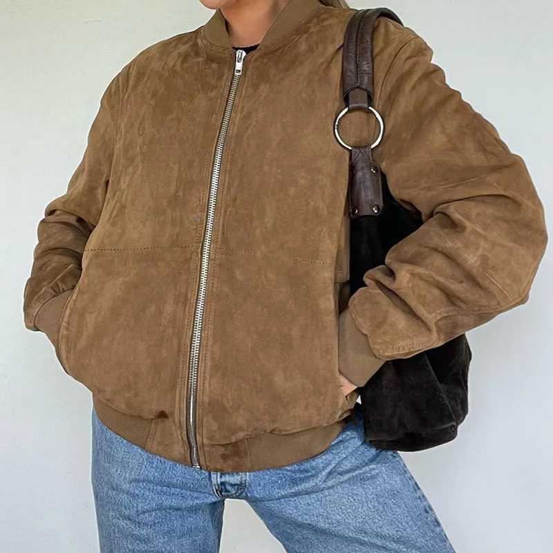 2025 Vintage Chocolate Leather Laple Jacket Women Chic Zipper Long Seleeve Pocket Short Coat New Autumn Ladies High Streetwear
2025 Vintage Chocolate Leather Laple Jacket Women Chic Zipper Long Seleeve Pocket Short Coat New Autumn Ladies High Streetwear
