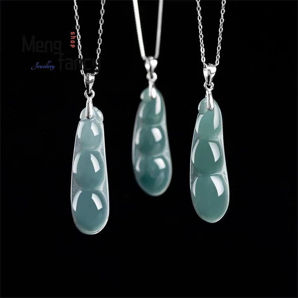 S925 Silver Natural A-goods Jadeite Ice Blue Water Blessed Bean Jade Pendant Simple Exquisite Charm Best Selling Fashion Jewelry
S925 Silver Natural A-goods Jadeite Ice Blue Water Blessed Bean Jade Pendant Simple Exquisite Charm Best Selling Fashion Jewelry