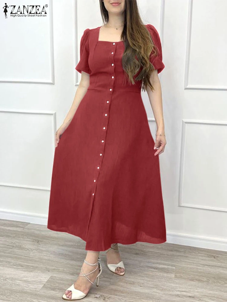 ZANZEA French Elegant Women's Robe Femme Vintage Casual Everyday Solid Midi Dresses Short Puff Sleeve Square Neck Party Vestidos
ZANZEA French Elegant Women's Robe Femme Vintage Casual Everyday Solid Midi Dresses Short Puff Sleeve Square Neck Party Vestidos