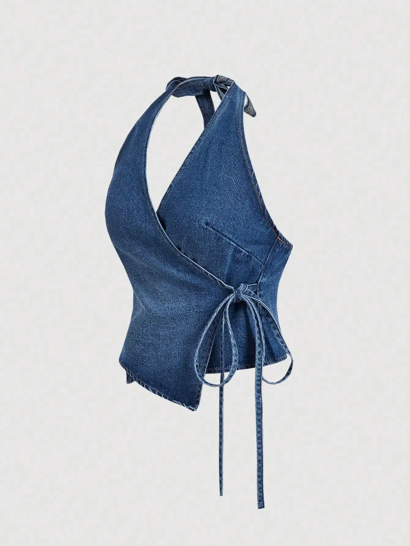 Women's Denim Halter Tie-Wrap Backless Crop Top
Women's Denim Halter Tie-Wrap Backless Crop Top