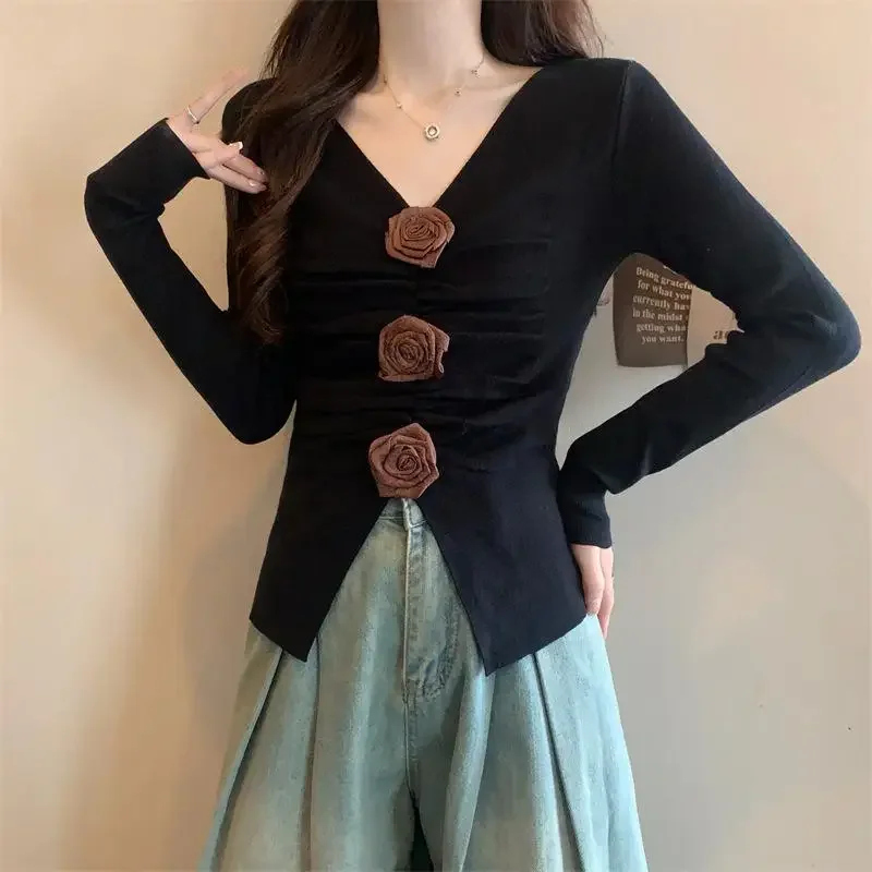 Women V-Neck Casual Slim Sexy Three Dimensional Flower Split Sweaters Pullover Long Sleeve Tops Sweater For Women Autumn y2k Top
Women V-Neck Casual Slim Sexy Three Dimensional Flower Split Sweaters Pullover Long Sleeve Tops Sweater For Women Autumn y2k Top