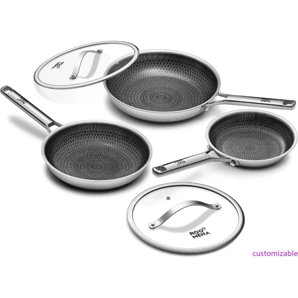 3-Piece Non-Toxic Tri-Ply Ceramic Nonstick Frying Pan Set with Lids, Including 8, 10, and 12 Inch Stainless Steel Pans, PFAS-Fre
3-Piece Non-Toxic Tri-Ply Ceramic Nonstick Frying Pan Set with Lids, Including 8, 10, and 12 Inch Stainless Steel Pans, PFAS-Fre
