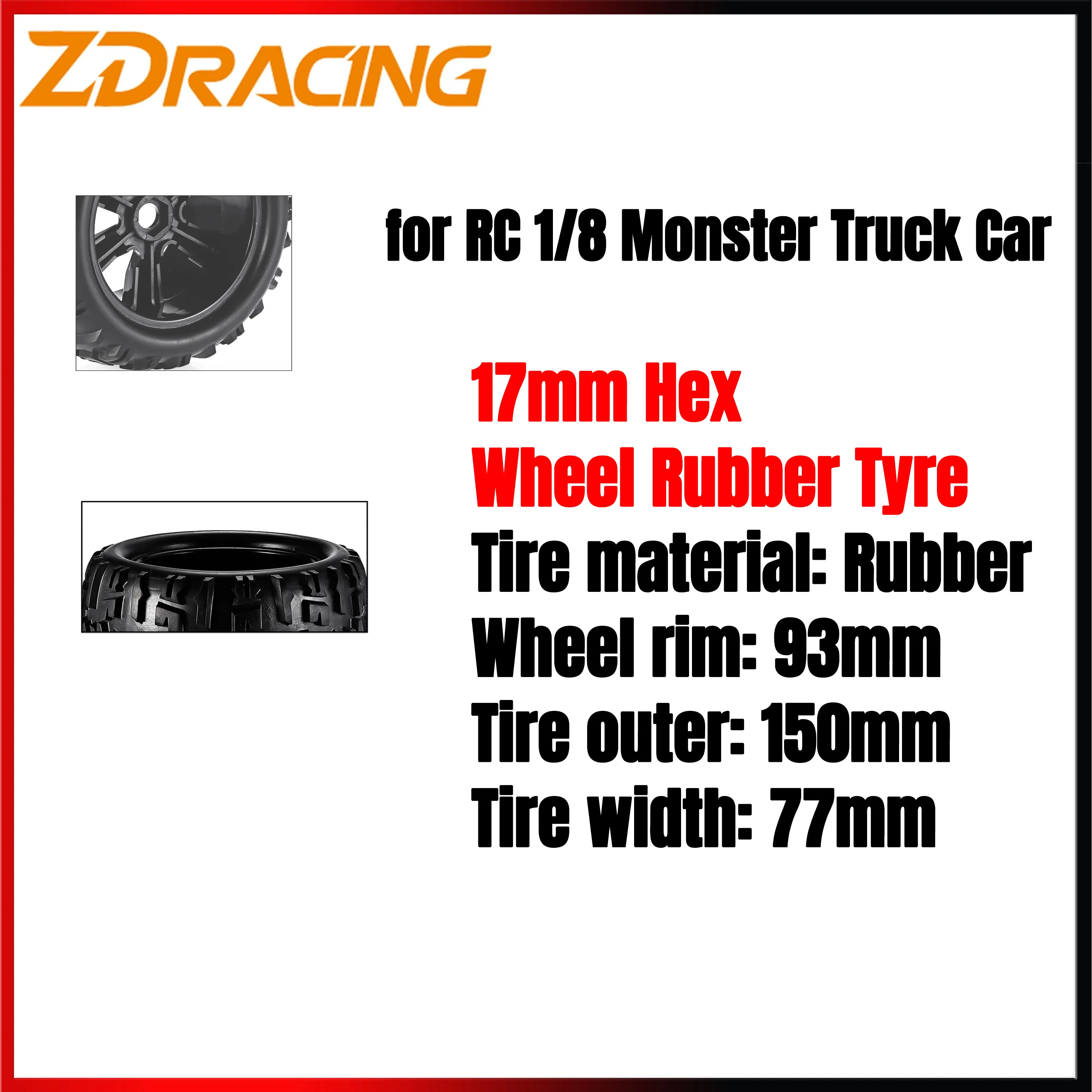 2/4PCS ZD Racing 17mm Hex Wheel Rubber Tyres for RC 1/8 Truggy Monster Truck on/Off-road Vehicle Jeep Toy Part Kyosho Losi HPI
2/4PCS ZD Racing 17mm Hex Wheel Rubber Tyres for RC 1/8 Truggy Monster Truck on/Off-road Vehicle Jeep Toy Part Kyosho Losi HPI
