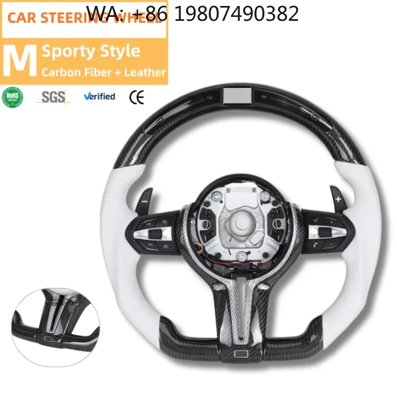 LED Digital Display White Leather Steering Wheel, Carbon Fiber Custom Sport Parts Fit Multi Generation Compact & Mid Size Classi
LED Digital Display White Leather Steering Wheel, Carbon Fiber Custom Sport Parts Fit Multi Generation Compact & Mid Size Classi