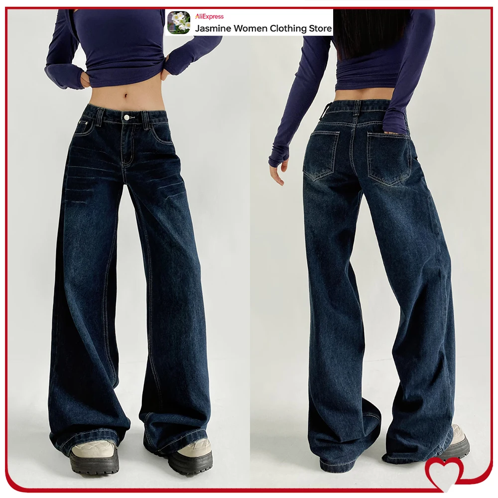 Vintage Women Dark Blue Straight Leg Jeans New Stylish American Style Loose Denim Pants Fashionable Cowgirl Wide Leg Baggy Pants
Vintage Women Dark Blue Straight Leg Jeans New Stylish American Style Loose Denim Pants Fashionable Cowgirl Wide Leg Baggy Pants