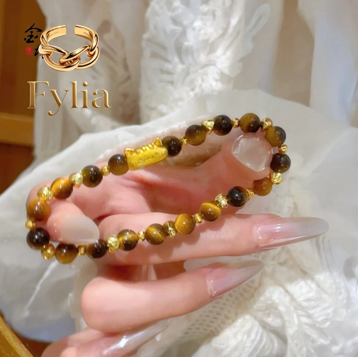 Fylia Jewelry 9999 national trend style baguette cat DIY tiger eye stone 24K real gold bracelet Ping kitten women's niche ex
Fylia Jewelry 9999 national trend style baguette cat DIY tiger eye stone 24K real gold bracelet Ping kitten women's niche ex