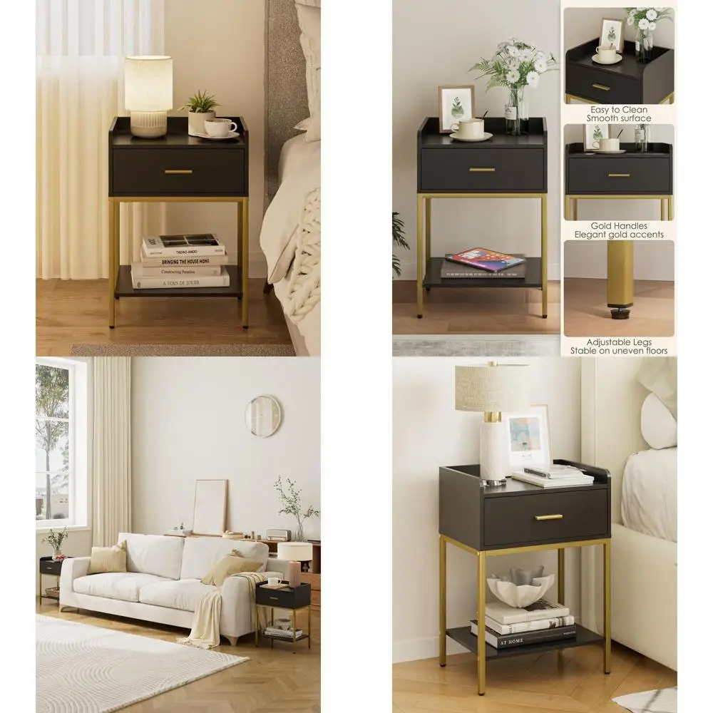 Modern 3-Tier Nightstand with Drawer and Shelf, Compact Storage for Bedroom or Living Room, Black
Modern 3-Tier Nightstand with Drawer and Shelf, Compact Storage for Bedroom or Living Room, Black