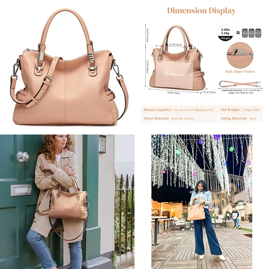 S-ZONE Women Genuine Leather Handbag Shoulder Purse Satchel Tote Crossbody Bag
S-ZONE Women Genuine Leather Handbag Shoulder Purse Satchel Tote Crossbody Bag