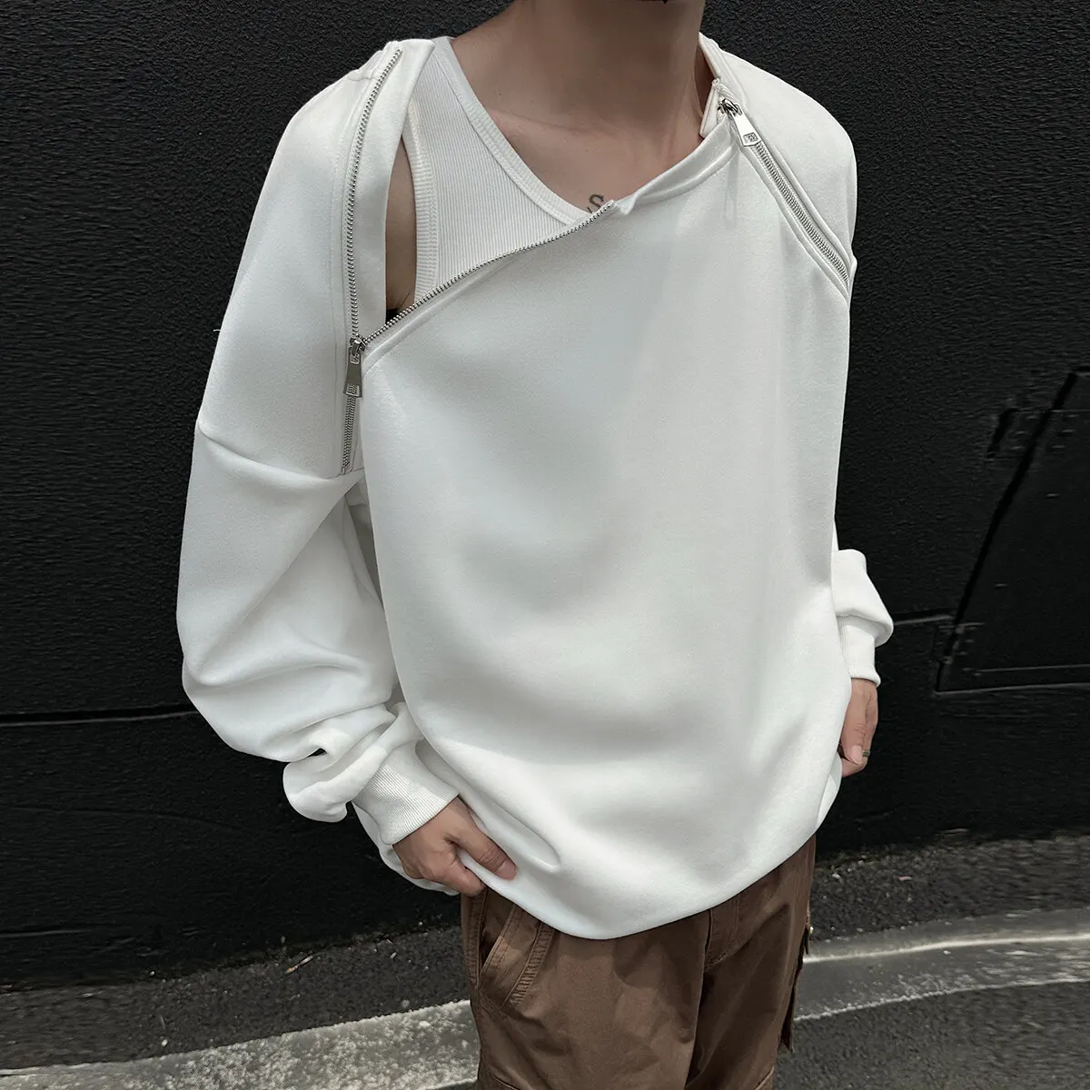 2025 Spring Men Sweatshirts Metal Zipper Solid Color Casual O Neck Fashion Oversize Streetwear Hip Hop Male White/Black
2025 Spring Men Sweatshirts Metal Zipper Solid Color Casual O Neck Fashion Oversize Streetwear Hip Hop Male White/Black