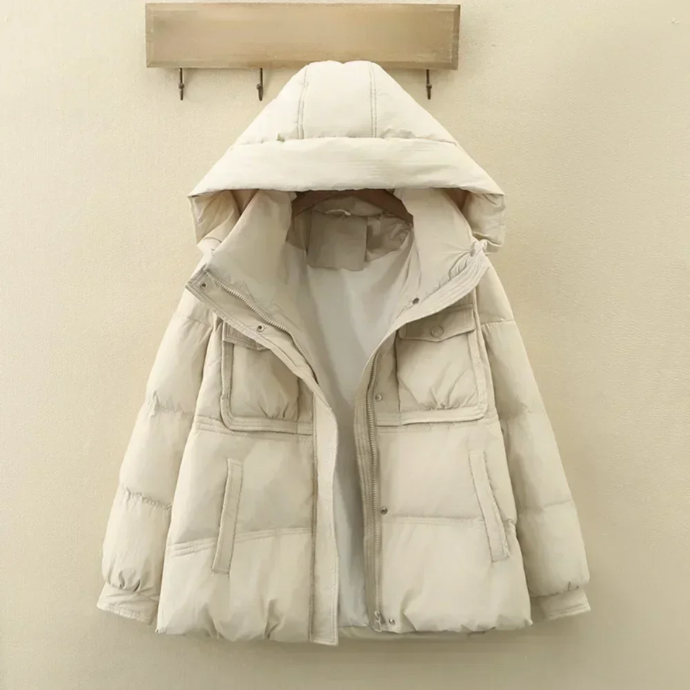 Pocket Loose Slim Coat Puffer Jacket Women 2024 Autumn Winter New Women's Coat Thicken Hooded Warm White Duck Down Jacket Female
Pocket Loose Slim Coat Puffer Jacket Women 2024 Autumn Winter New Women's Coat Thicken Hooded Warm White Duck Down Jacket Female