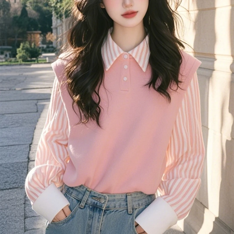 Stripes Women's Blouses Korean Shirts FASHION Loose Spring/Summer Casual Clothing Patchwork Long Sleeve Women Tops
Stripes Women's Blouses Korean Shirts FASHION Loose Spring/Summer Casual Clothing Patchwork Long Sleeve Women Tops