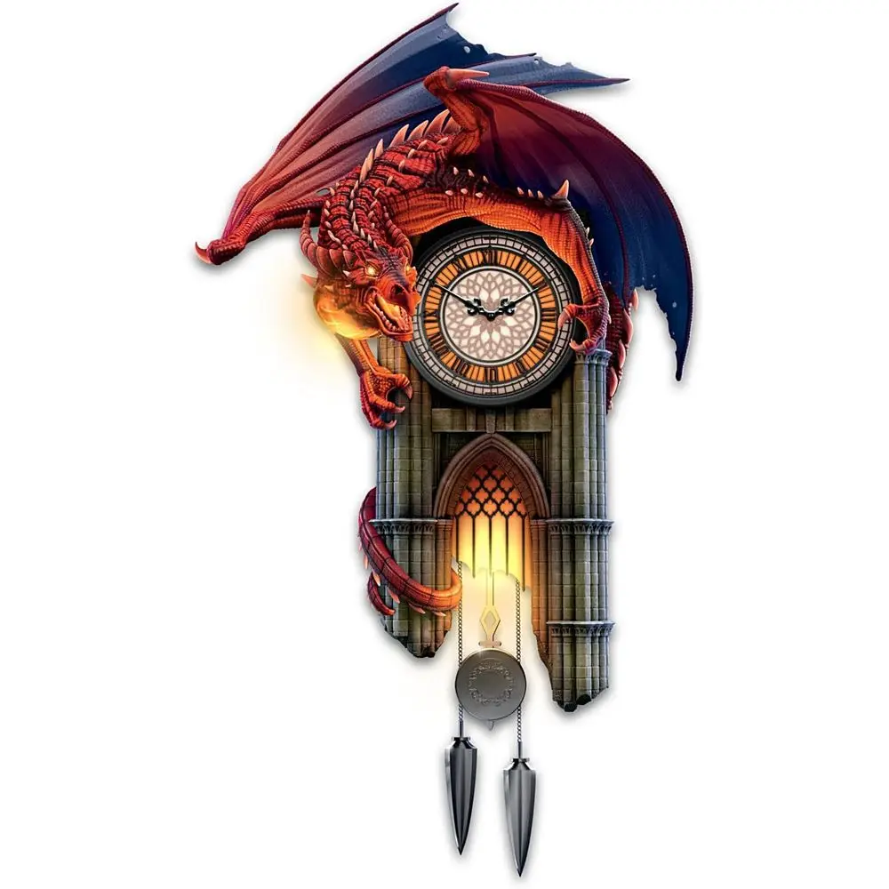Illuminated Gothic Dragon Wall Clock with Roaring Sound Effects
Illuminated Gothic Dragon Wall Clock with Roaring Sound Effects
