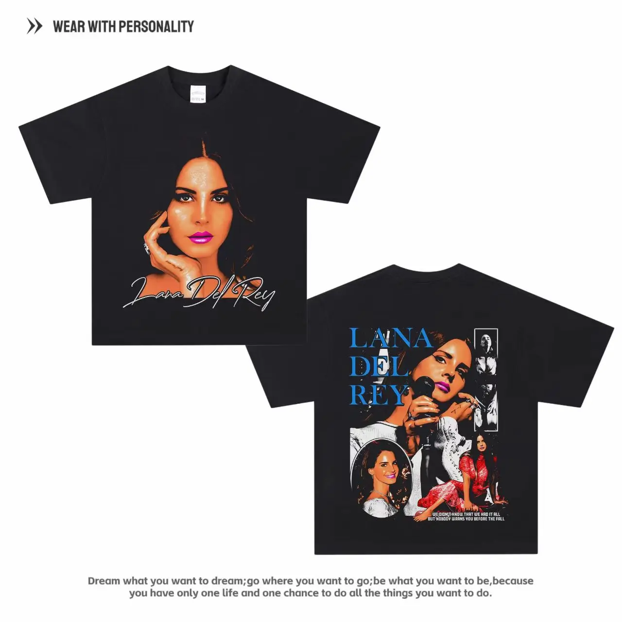 Lana Del Rey Hip Hop Print Short Sleeve Trendy Double-Sided Cotton Blockbuster T-Shirt
Lana Del Rey Hip Hop Print Short Sleeve Trendy Double-Sided Cotton Blockbuster T-Shirt