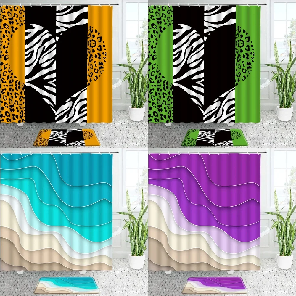 Striped Geometric Pattern Bathroom Shower Curtain Carpet Modern Home decor Super soft Water Absorption
Striped Geometric Pattern Bathroom Shower Curtain Carpet Modern Home decor Super soft Water Absorption
