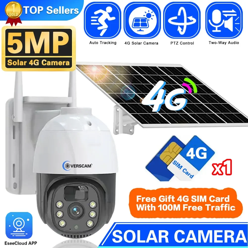 Solar Camera 4G SIM Outdoor 5MP Wireless Security CCTV Waterproof Night Vision PIR Human Detect PTZ Camera Free 4G SIM Card
Solar Camera 4G SIM Outdoor 5MP Wireless Security CCTV Waterproof Night Vision PIR Human Detect PTZ Camera Free 4G SIM Card
