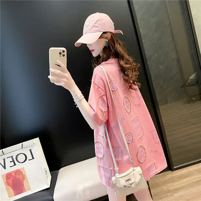 DAYIFUN-Summer Pink Short-sleeved T-shirts Women,Cotton,Mid Length,Hollow Out Design Sensual,Sexy Tshirt,Loose,Half Sleeve Tops
DAYIFUN-Summer Pink Short-sleeved T-shirts Women,Cotton,Mid Length,Hollow Out Design Sensual,Sexy Tshirt,Loose,Half Sleeve Tops