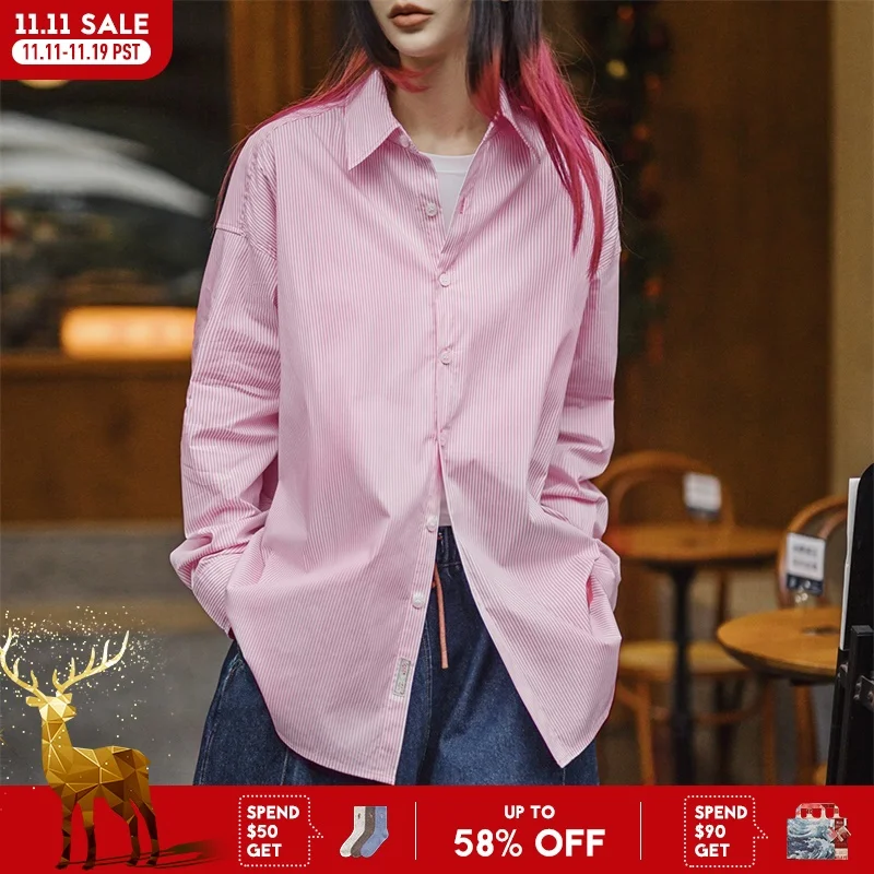 Maden Casual Pink and White Striped Hollow Out Shirt Women's Spring Oversized Long Sleeve Vacation Blouse Single Breasted Shirt
Maden Casual Pink and White Striped Hollow Out Shirt Women's Spring Oversized Long Sleeve Vacation Blouse Single Breasted Shirt