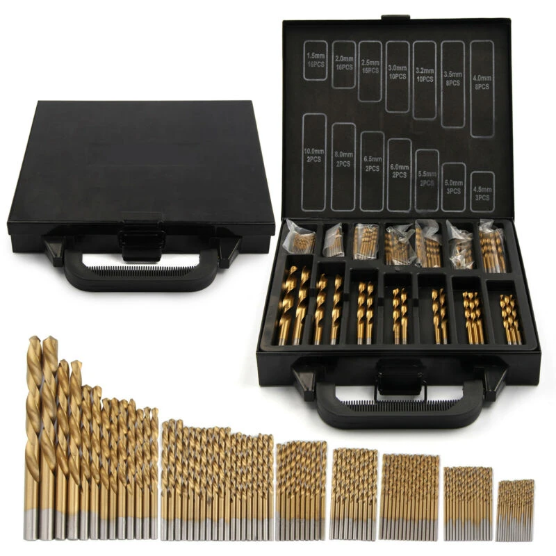 99PCS Drill Bit Titanium Coated Metal HSS Twist Drill Bit Steel Brick Set Tools
99PCS Drill Bit Titanium Coated Metal HSS Twist Drill Bit Steel Brick Set Tools