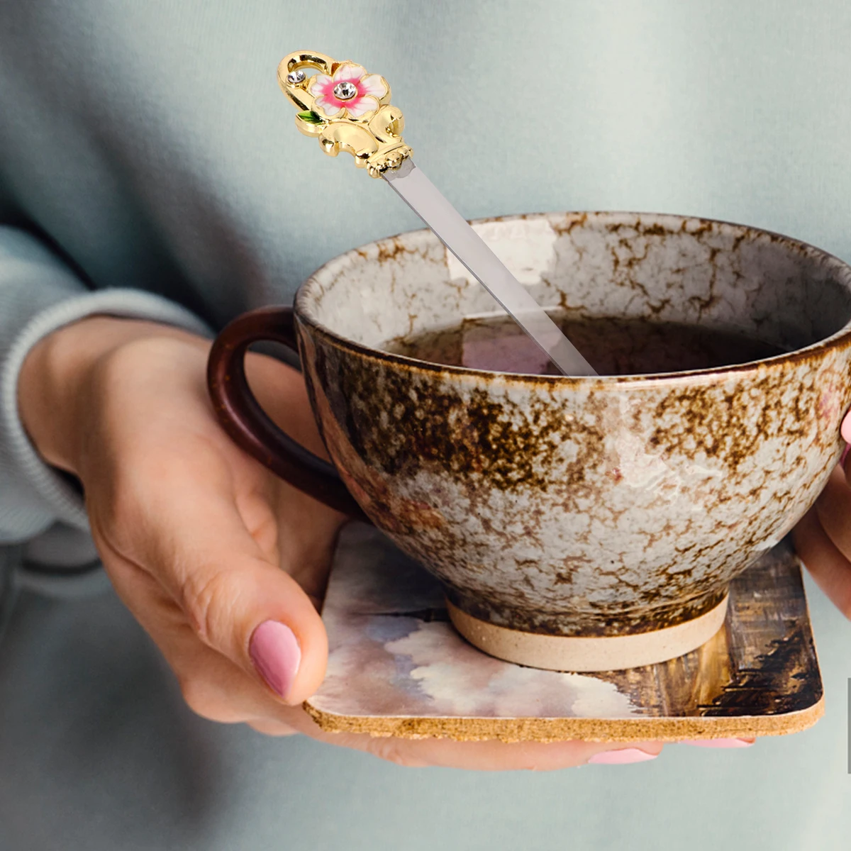 Enamel Coffee Spoon Stainless Steel Mirror Finish Portable Lightweight Modern Design Flower Handle Thick Material Suitable
Enamel Coffee Spoon Stainless Steel Mirror Finish Portable Lightweight Modern Design Flower Handle Thick Material Suitable