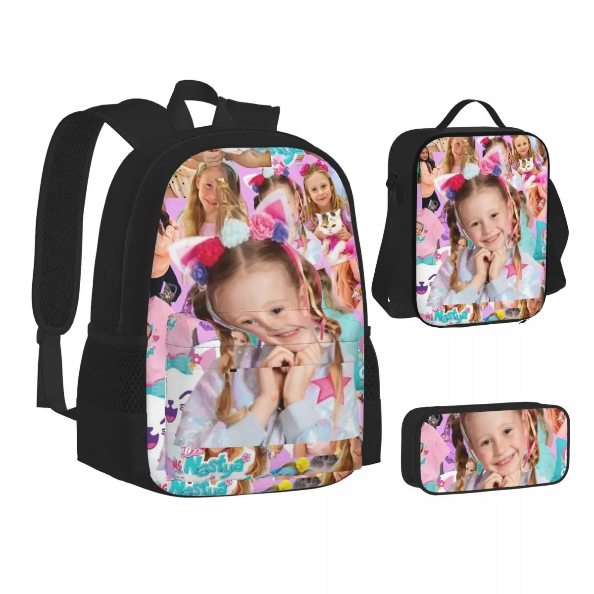 Cute Like Nastya Kawaii Cartoon Backpacks Boys Girls Bookbag School Bags Kids Rucksack Lunch Bag Pen Bag Three-Piece Set
Cute Like Nastya Kawaii Cartoon Backpacks Boys Girls Bookbag School Bags Kids Rucksack Lunch Bag Pen Bag Three-Piece Set