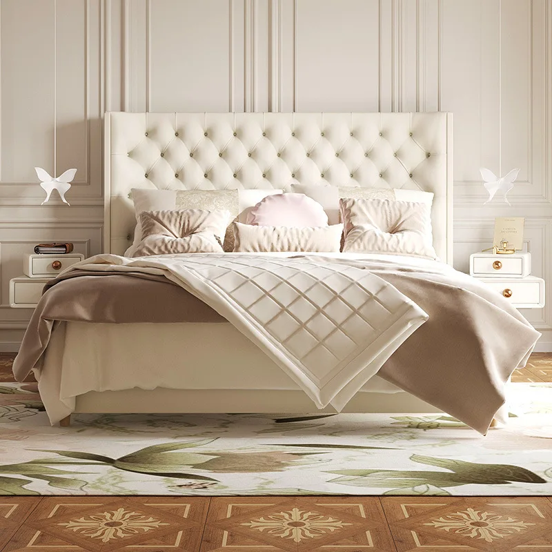 Customizable French pull-point bed cream style American minimalist master bedroom double wedding
Customizable French pull-point bed cream style American minimalist master bedroom double wedding
