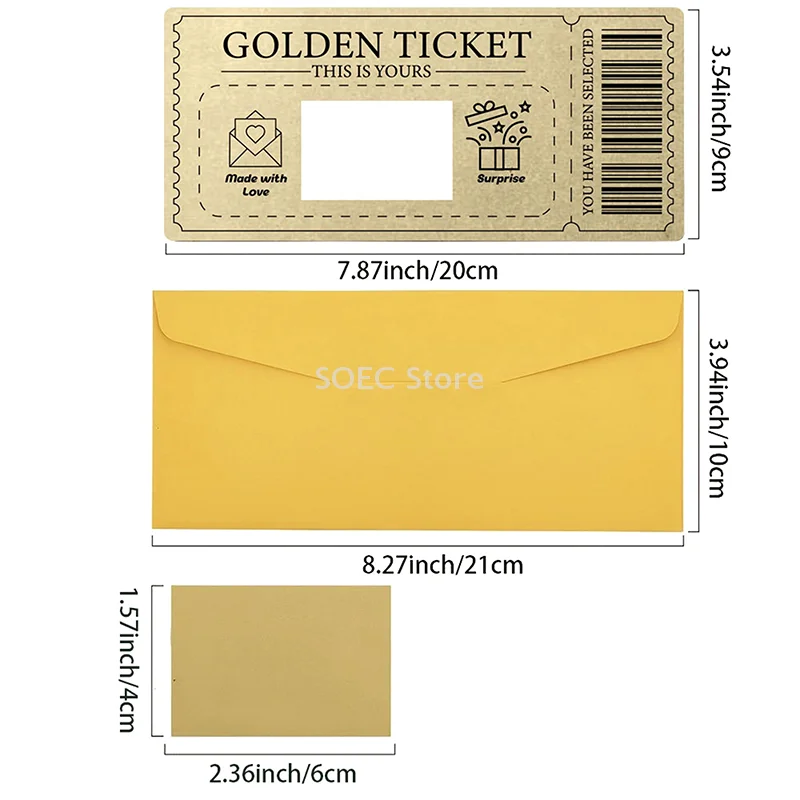 Scratch-off Card Raffle Gift Scratch Off Ticket Golden Ticket Surprise Concert Ticket Party Favor With Envelope Cinema Voucher
Scratch-off Card Raffle Gift Scratch Off Ticket Golden Ticket Surprise Concert Ticket Party Favor With Envelope Cinema Voucher