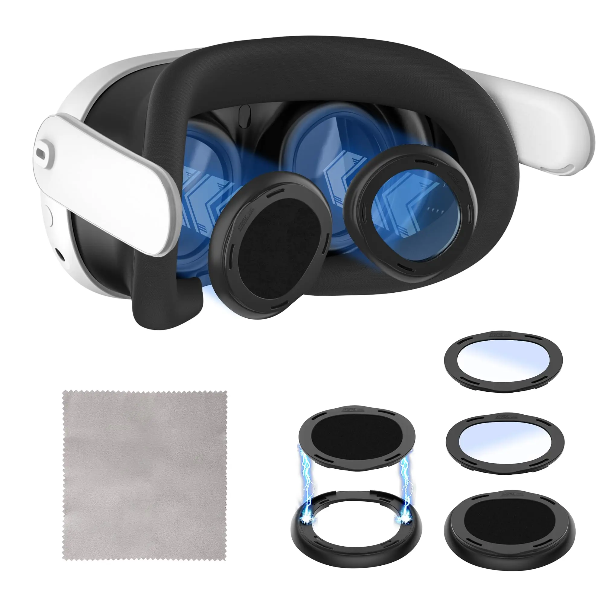 Lens Protector Kit for Meta Quest 3 with Anti Fog Wipe, Glasses Spacer Accessories with Blue Light Blocking Glasses for Quest 3
Lens Protector Kit for Meta Quest 3 with Anti Fog Wipe, Glasses Spacer Accessories with Blue Light Blocking Glasses for Quest 3