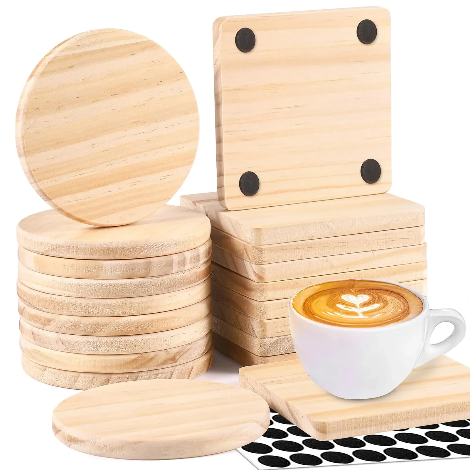 20 Pieces Unfinished Wood Coasters Blank Wooden Coasters for Crafts with 80 Non-Slip Silicon Dots for DIY Stained Painting Wood
20 Pieces Unfinished Wood Coasters Blank Wooden Coasters for Crafts with 80 Non-Slip Silicon Dots for DIY Stained Painting Wood