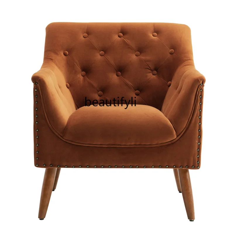 American light luxury retro velvet fabric single sofa tiger chair bedroom leisure sofa
American light luxury retro velvet fabric single sofa tiger chair bedroom leisure sofa