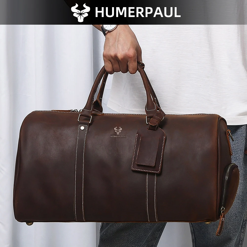 HUMERPAUL Crazy Horse Leather Business Duffel with 15" Laptop Compartment Shoe Pocket Large Capacity Luggage Travel Bag For Suit
HUMERPAUL Crazy Horse Leather Business Duffel with 15" Laptop Compartment Shoe Pocket Large Capacity Luggage Travel Bag For Suit