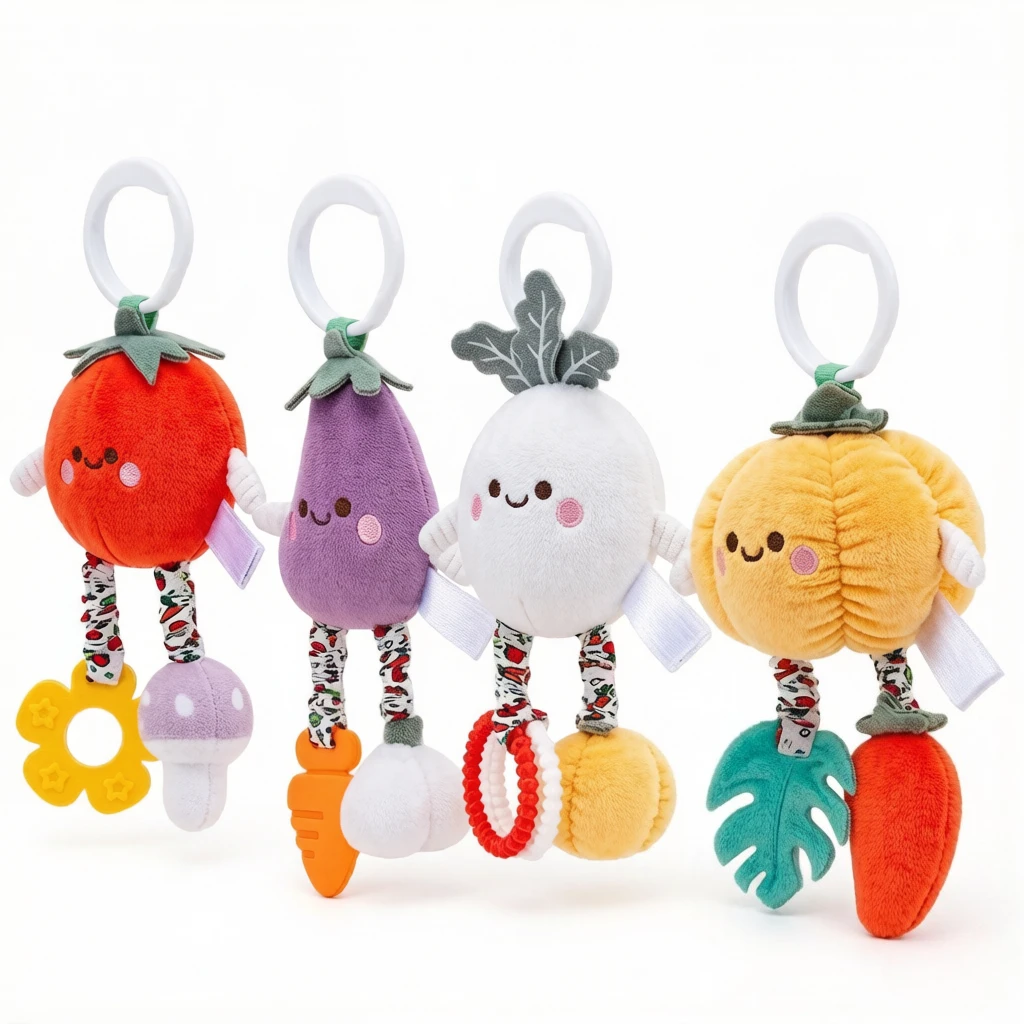 4Pcs Fresh Vegetable Animal Crib Hanging Toys, soft plush stroller wind chimes, soothing sound educational pendants for babies
4Pcs Fresh Vegetable Animal Crib Hanging Toys, soft plush stroller wind chimes, soothing sound educational pendants for babies