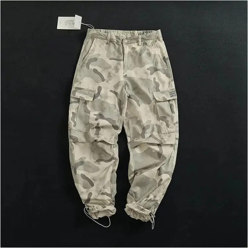Men's Outdoor Utility Cargo Pants with Snow Camouflage Pattern, Multiple Pockets, Adjustable Drawstring at Ankle, Loose
Men's Outdoor Utility Cargo Pants with Snow Camouflage Pattern, Multiple Pockets, Adjustable Drawstring at Ankle, Loose