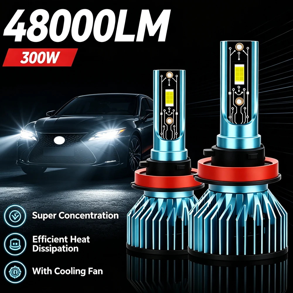 Car Headlight 48000LM 300W CSP H4 LED H7 H1 H9 H8 H11 9005 HB3 9006 HB4 Car Auto Headlamp Led Lights Bulb 6000K Super White 12V
Car Headlight 48000LM 300W CSP H4 LED H7 H1 H9 H8 H11 9005 HB3 9006 HB4 Car Auto Headlamp Led Lights Bulb 6000K Super White 12V
