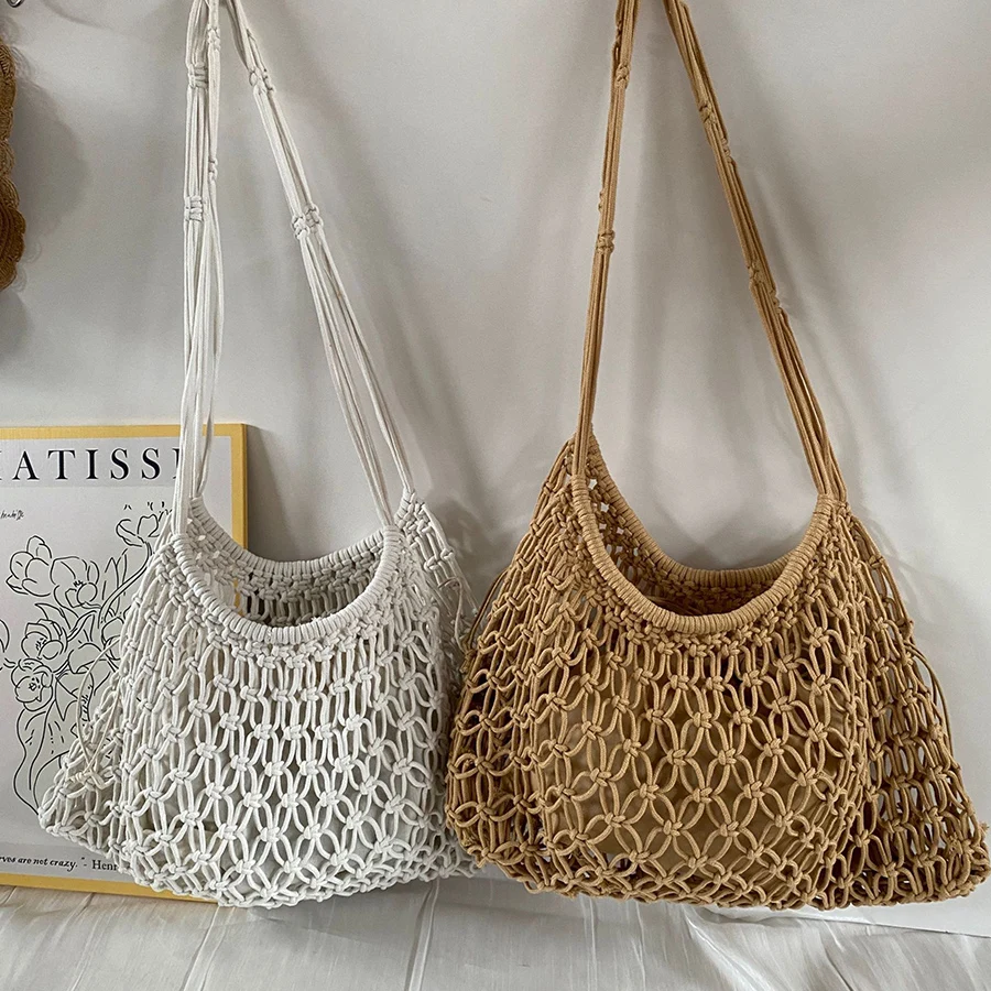 Casual Fishnet Crossbody Bag for Women Designer Hollow Out Weave Shoulder Bags Handmade Summer Beach Large Tote Bali Purses 2026
Casual Fishnet Crossbody Bag for Women Designer Hollow Out Weave Shoulder Bags Handmade Summer Beach Large Tote Bali Purses 2026