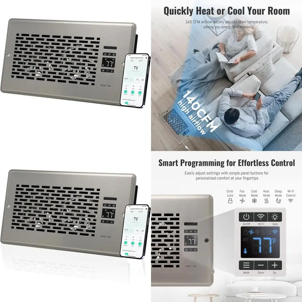 6 x 10 Smart Register Vent with 10-Speed Control, Quiet Operation, and App Connectivity for Enhanced Heating and Cooling Efficie
6 x 10 Smart Register Vent with 10-Speed Control, Quiet Operation, and App Connectivity for Enhanced Heating and Cooling Efficie