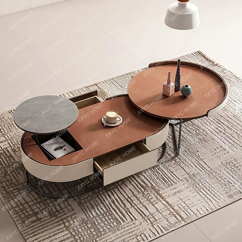LLifting Coffee Table Minimalist Living Room Home Model Saddle Leather Combined Tea Table
LLifting Coffee Table Minimalist Living Room Home Model Saddle Leather Combined Tea Table