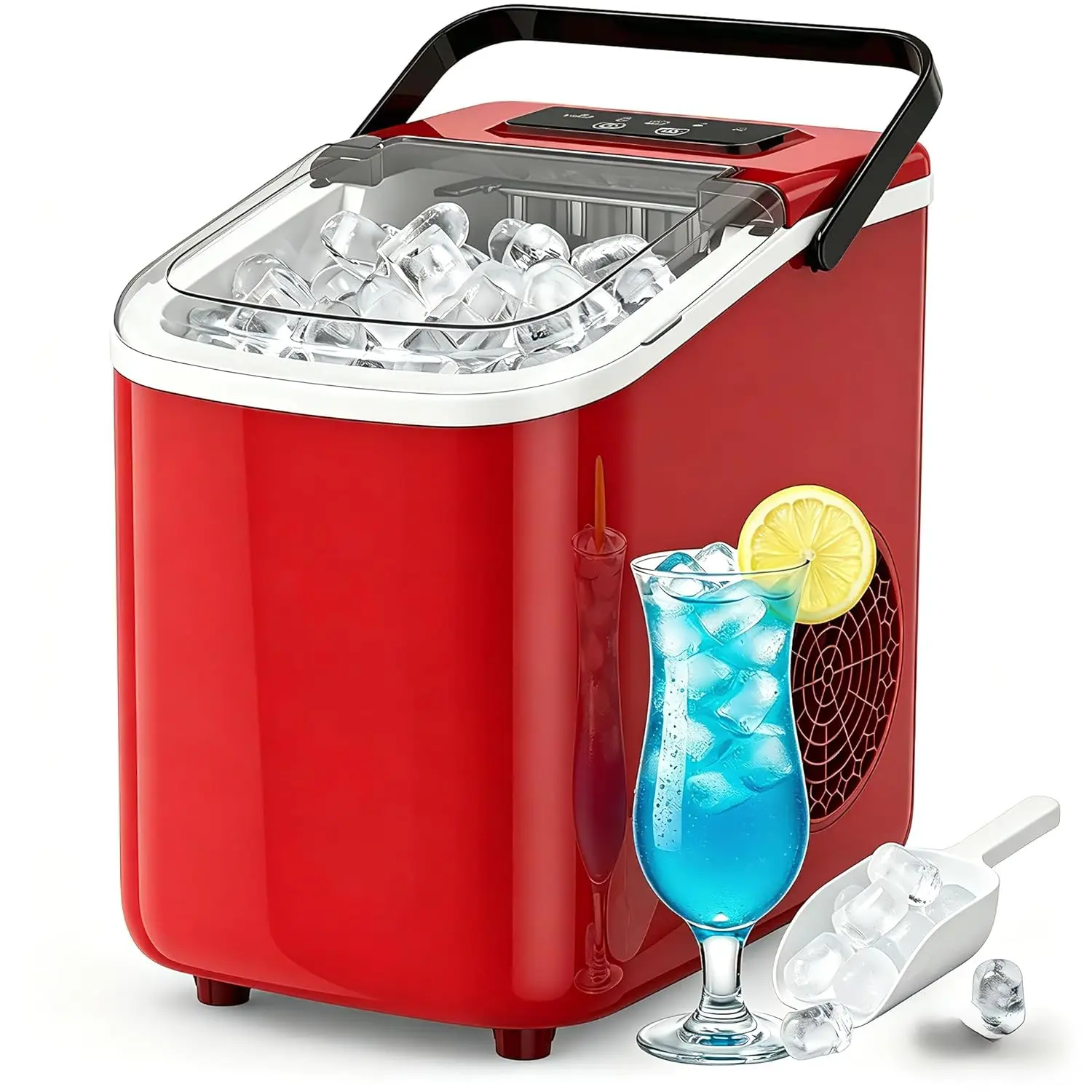 Countertop Ice Maker with Handle, Portable Self-Cleaning Ice Machine, 26lbs/24H, 9 Bullet Ice in 6 Mins for Home Kitchen Parties
Countertop Ice Maker with Handle, Portable Self-Cleaning Ice Machine, 26lbs/24H, 9 Bullet Ice in 6 Mins for Home Kitchen Parties