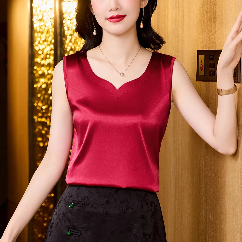 2025 New Women's Vest Mesh Elegant V-Neck Blouse Lace Spliced Sleeveless Women Clothing Solid Summer Fashion Satin Ladies Tops
2025 New Women's Vest Mesh Elegant V-Neck Blouse Lace Spliced Sleeveless Women Clothing Solid Summer Fashion Satin Ladies Tops