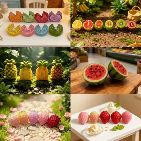 100pcs Wholesale Simulation Fruit Lemon Watermelon Pineapple Strawberry DIY Accessories for Keychain Doll House Decor Mini Craft
