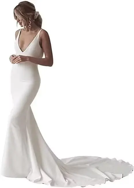 Women's Wedding Dresses Customized V-Neck Single Breasted Slim Mermaid Trailing Wedding Dresses for Wedding Banquet Party
Women's Wedding Dresses Customized V-Neck Single Breasted Slim Mermaid Trailing Wedding Dresses for Wedding Banquet Party