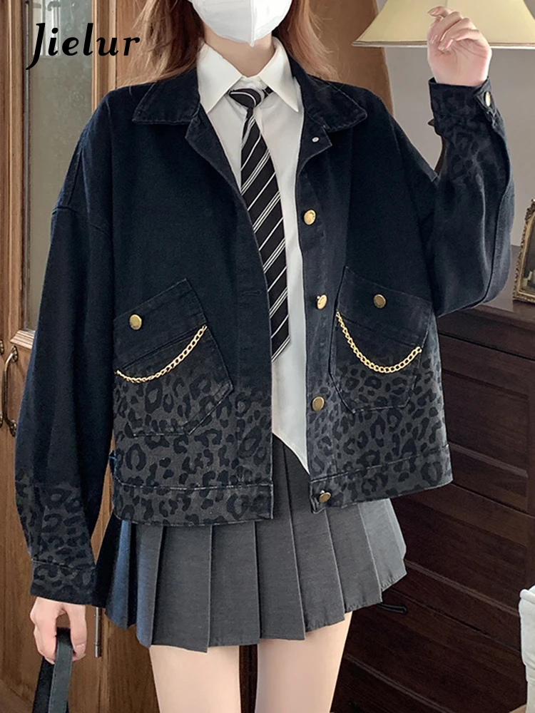 Jielur Black Vintage Leopard Print Denim Coat for Women Autumn Korean New Fashion Short Jacket Women High Street Coats S-XL
Jielur Black Vintage Leopard Print Denim Coat for Women Autumn Korean New Fashion Short Jacket Women High Street Coats S-XL