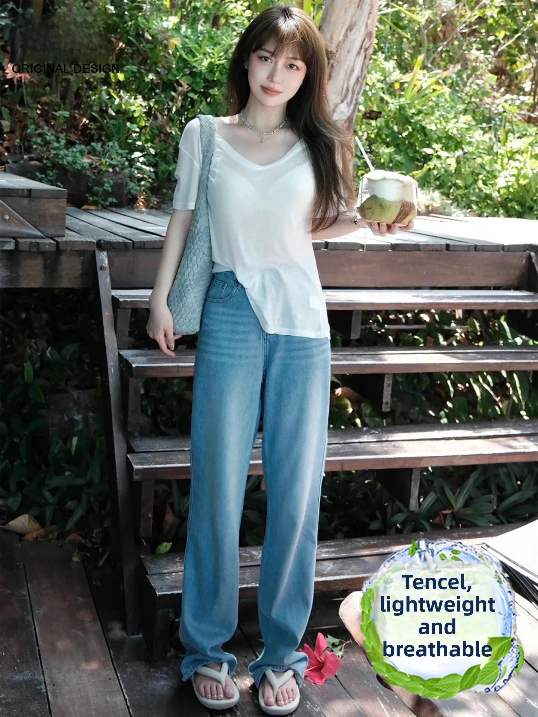 Retro High Waist Thin Denim Jeans Women's Summer New Style Floor-Length Straight Ice Silk Pants American Style Casual
Retro High Waist Thin Denim Jeans Women's Summer New Style Floor-Length Straight Ice Silk Pants American Style Casual