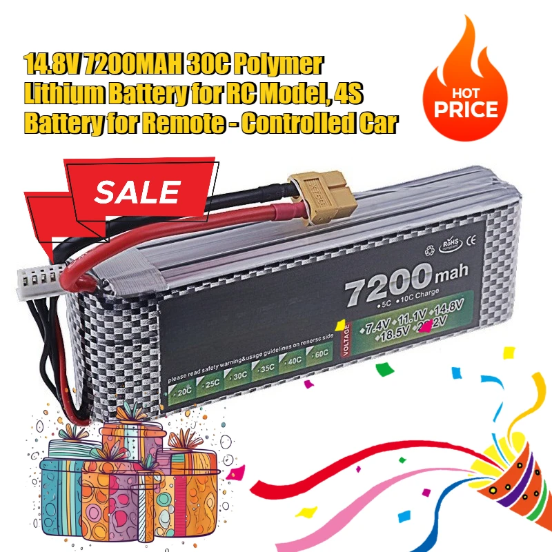 14.8V 7200MAH 30C Polymer Lithium Battery for 4S Batteries of Remote - Controlled Models and Cars
14.8V 7200MAH 30C Polymer Lithium Battery for 4S Batteries of Remote - Controlled Models and Cars