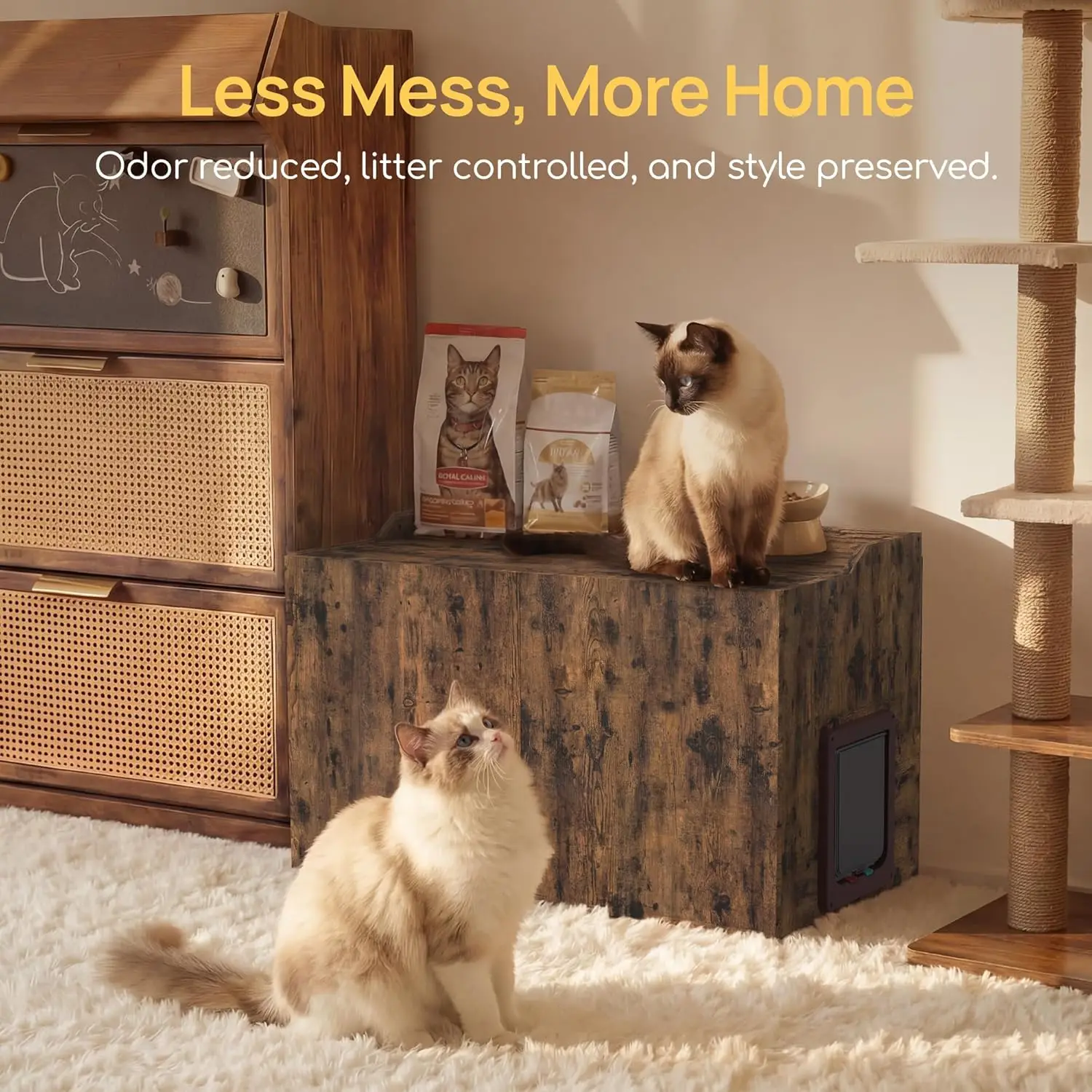 Cat Litter Box Enclosure Furniture with Cat Door, Extra Large Hidden Litter Box Cabinet for XL Boxes, 31.5" L x 19.8" W x 21.1"
Cat Litter Box Enclosure Furniture with Cat Door, Extra Large Hidden Litter Box Cabinet for XL Boxes, 31.5" L x 19.8" W x 21.1"