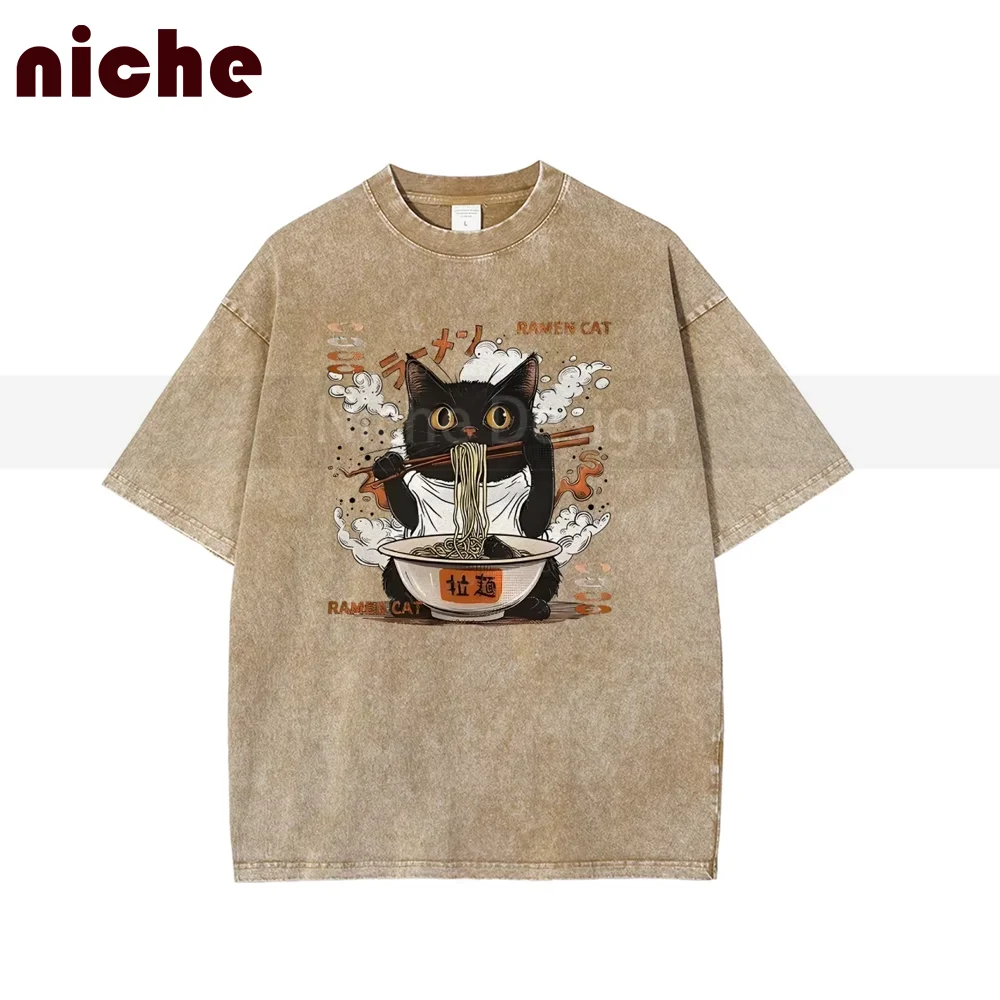 Cotton Women's T-Shirt High-Quality Japanese Cartoon Ramen Kitten Print Short-Sleeved Kawaii Soft Trend Designer New T-Shirt
Cotton Women's T-Shirt High-Quality Japanese Cartoon Ramen Kitten Print Short-Sleeved Kawaii Soft Trend Designer New T-Shirt