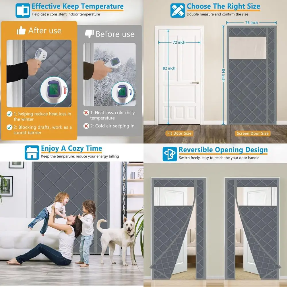 Thick Insulated Door Curtain, 72x82 Winter Waterproof, Gray with Side Window, 76x84
Thick Insulated Door Curtain, 72x82 Winter Waterproof, Gray with Side Window, 76x84