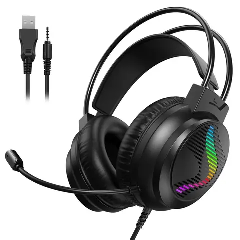 Acinaci J11 Gaming Headset for PS4 PC Xbox One PS5 Switch via 3.5mm Audio Jack, with Mic, LED Light
