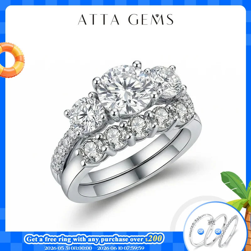 ATTAGEMS 3 Stones Round Cut Moissanite Engagement Rings Gold Plated Copper Bridal Ring Set for Women Fine Jewelry Free Shipping
ATTAGEMS 3 Stones Round Cut Moissanite Engagement Rings Gold Plated Copper Bridal Ring Set for Women Fine Jewelry Free Shipping