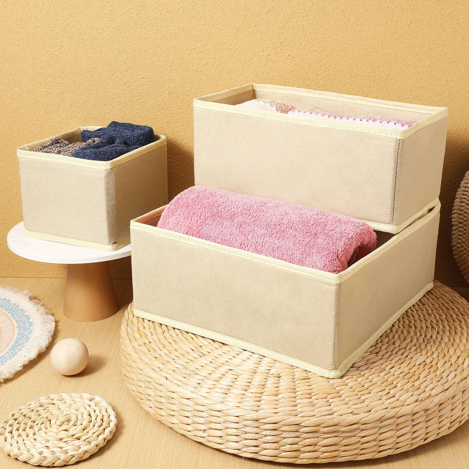 6 Pcs Underwear Storage Boxes Drawer Organizers Cream Beige Foldable Closet Wardrobe Sock Organizer Storage Baskets Clothes
6 Pcs Underwear Storage Boxes Drawer Organizers Cream Beige Foldable Closet Wardrobe Sock Organizer Storage Baskets Clothes